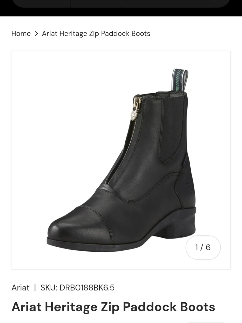 Ariat Heritage Zip Paddock Boots (7.5)
